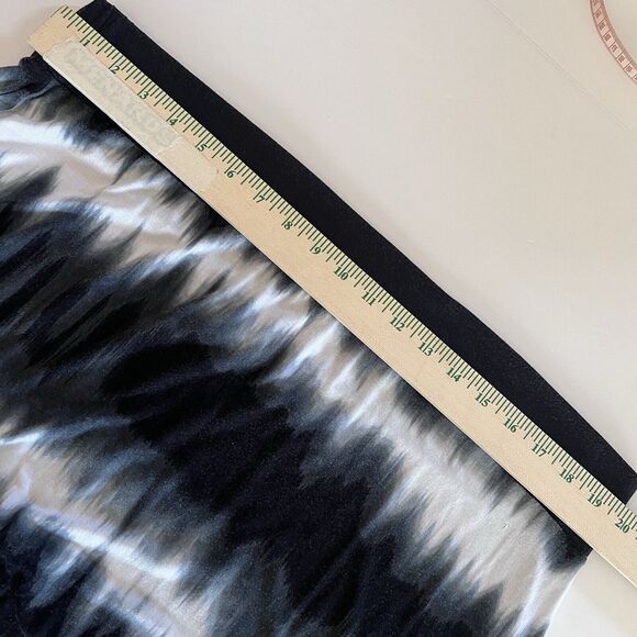 A.N.A. Women's Size 3X Maxi Skirt Black & White Tie Dye Side Slit Elastic Waist - Picture 4 of 5